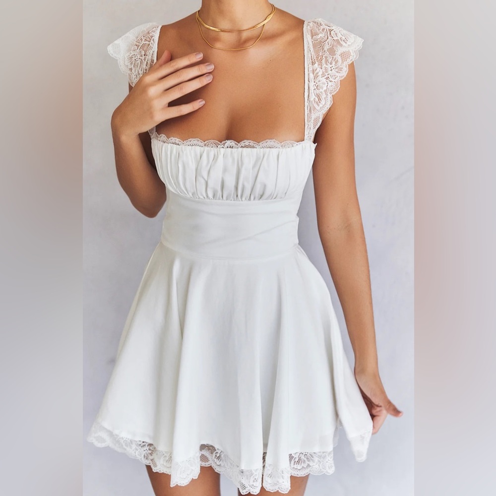 HOUSE OF CB 'Kaia' Ivory A-Line Mini Dress NWOT - Picture 12 of 17
